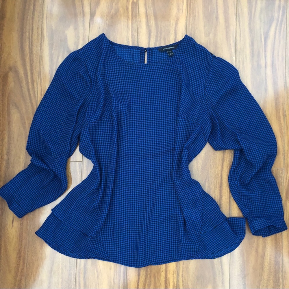 Banana Republic Side Peplum Houndstooth Blouse